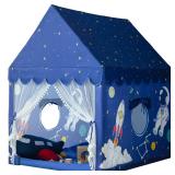 Kids Play Tent Playhouse Indoor Tent for Kids Boys Toddler, Large Castle Play House Bed Tents Spaceship Outer Space Rocket Blue, Kid Toys for Boy Girl Birthday, Christmas House Gift - Retail: $46