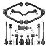 Front Upper Control Arms for Escalade 02-06, Chevy Silverado 99-06, Avalanche Tahoe Suburban GMC Sierra Yukon AWD 4WD | Suspension Kit w/Ball Joints Tie Rods Sway Bar Idler Arm Replaces K80942-13pcs -