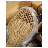 LISLIBE 3-Pack Rattan Pendant Light,Mini Water Plants Rattan Hanging Light 7.9\" Handmade Boho Wicker Chandeliers for Kitchen Island,Dining Room Bedroom Hallways - Retail: $169