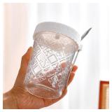 B.GUBOBOYA 20 OZ Overnight Oats Containers With Lids and Spoons, 4-Pack Glass Mason Overnight Oats Jars, Wide Mouth Mason Jars,Glass Meal Prep Salad Cereal Storage (White) - Retail: $11