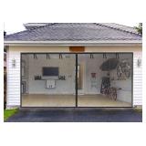 Garage Screen Doors for 2 car garage-16x8FT Fiberglass Durable Heavy Duty Magnetic Garage Door Screen Retractable Hands Free with 6 Roll Up Straps for Patio Workshop Home Gym Sun Room - Retail: $36