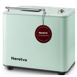 Neretva Bread Maker, 20-in-1 2LB Bread Machine Dual Heater & Nonstick Ceramic Pan Bread Makers Machine All Metal Compact for Gluten Free/Dough Maker/Meat Floss/Jam/Yogurt/Breadmaker Recipe-Light Green