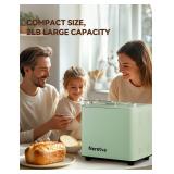Neretva Bread Maker, 20-in-1 2LB Bread Machine Dual Heater & Nonstick Ceramic Pan Bread Makers Machine All Metal Compact for Gluten Free/Dough Maker/Meat Floss/Jam/Yogurt/Breadmaker Recipe-Light Green