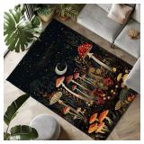 Mushroom Rug, Mushroom Pattern Rugs,Boho Botanical Rug Minimalist Carpet, 4x6 Non Slip Carpet for Living Room Bed Room Sofa Decor A02 - Retail: $53
