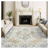 Similar to befbee Washable Area Rug 8x10, Area Rugs Stain Resistant Neutral Washable Rugs for Living Rooms Bedroom Vintage Non-Slip Thin Large Size Area Rugï¼Brownï¼ - Retail: $90