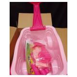 Duckura Kids Gardening Tools Set - 7pcs Wheelbarrow Set for Kids with Shovel, Rake, Leaf Rake, Summer Outdoor Yard Digging Weed Toys, Christmas Birthday Gifts for Boys Girls Age 2 3+ Years Old(Pink) -