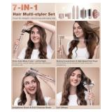 7MAGIC 7 in 1 Hair Styler & Hair Dryer Brush, 110,000 RPM High-Speed Blow Dryer with Negative Ions for Frizz-Free Styling Fast Drying Curling Volumizing Straightening, Hot Air Styler with Travel Case 