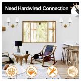 PASSICA DECOR Hardwired 2 Light Modern Armed Wall Sconce with 2pcs Antique Brass Flared White Fabric Shade Double Gold Sconce for Bathroom Vanity Living Room Hallway Stairway Fireplace Farmhouse - Ret