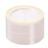 BESTVIP 100PCS Clear Plastic Plates, 10.25 Inch Disposable Dinner Plate Party with Gold Rim, Heavy Duty Disposable Plastic Plates for Party, Wedding and Birthday, Christmas, Thanksgiving - Retail: $34