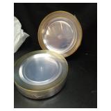 BESTVIP 100PCS Clear Plastic Plates, 10.25 Inch Disposable Dinner Plate Party with Gold Rim, Heavy Duty Disposable Plastic Plates for Party, Wedding and Birthday, Christmas, Thanksgiving - Retail: $34