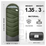 TANSTRIDER Sleeping Bags for Adults Warm Weather 50â,3lb Lightweight Sleeping Bag for Tall Kids Girls Boys with Compression Sack,Camping Essentials Gear, Hiking,Travel,Hotel,Outdoor & Indoor - Re