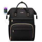 LOVEVOOK Laptop Backpack for Women,17 Inch Professional Womens Travel Backpack Purse Computer Laptop Bag Nurse Teacher Backpack,Waterproof College Work Bags Carry on Back Pack with USB Port,Black - Re