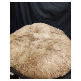 DUMOS 30.7x30.7 Inch Calming Donut Dog Beds for Large Dogs, Machine Washable Cuddler Warming Cozy Fluffy Faux Fur Plush Round Pet Bed, Anti-Slip Bed for Indoor Dogs and Cats, Brown - Retail: $25