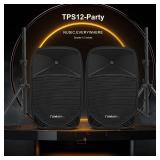 12inch PA Speaker System, 1000W High Powered Bluetooth Compatible Active + Passive Pair Outdoor Sound Speakers, Outdoor Karaoke Machineï¼FM Radio, Remote Control, 2 Speaker Stand, Supports SD Card