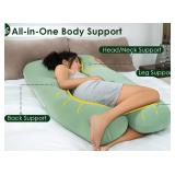 Meiz Cooling Pregnancy Pillows, U Shaped Full Body Maternity Pillow for Pregnant Support, Rayon Derived from Bamboo, Buttery Soft, Super Breathable for Hot Sleeper, Green - Retail: $40
