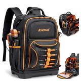 73 Pockets Tool Backpack Heavy Duty for Men Women, Hvac Tool Backpack, Tool Bag Backpack with Laptop Compartment, Waterproof Molded Base, 1680D, Durable Multi-Use Pocket for Electrician Construction -