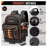 73 Pockets Tool Backpack Heavy Duty for Men Women, Hvac Tool Backpack, Tool Bag Backpack with Laptop Compartment, Waterproof Molded Base, 1680D, Durable Multi-Use Pocket for Electrician Construction -