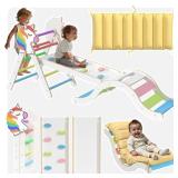 Pikler Triangle Set with Cushion, 9 in 1 Toddler Climbing Toys Indoor, Montessori FoldableClimbing Toys for Toddlers 1-3 Insideï¼Pikler Triangle Set Jungle Gyms Playground for Children - Retail: $