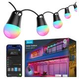 Govee Smart Outdoor String Lights 2, 144ft Outdoor Lights with Dimmable Warm White LED Bulbs, 47 Scene Modes for Patio, Backyard, Balcony, IP65 Waterproof, Works with Alexa, App Control - Retail: $110