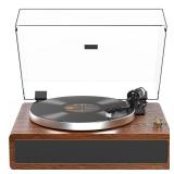 Turntable Record Player with Built-in Speakers, Vinyl Record Player Support Bluetooth Playback Auto Stop 33&45 RPM Speed RCA Line Out AUX in All-in-one Belt-Drive Turntable for Vinyl Records - Retail: