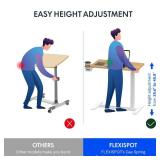 FLEXISPOT H7 Adjustable Overbed Bedside Table with Wheels Pneumatic Mobile Standing Desk Laptop Desk Rolling Computer Cart Movable Overbed Table Hospital Home Use(27.6\" W x 15.7\" D, Maple Table) - R