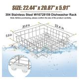 UPGRADED 304 Stainless Steel W10728159 W10525646 Dishwasher Bottom Rack Replacement Compatible with Whirlpool Dishwasher Rack, Kitchenaid Dishwasher Rack, Kenmore Dishwasher Rack with WP3376961 Wheels