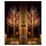TW SHINE 2Pack Lighted Birch Tree, 6 FT Total 288LED Pre-lit Artificial Christmas Trees for Thanksgiving Christmas Decorations Indoor Home Bedroom Outdoor Festival Wedding Party, Warm White - Retail: 