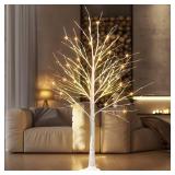 TW SHINE 2Pack Lighted Birch Tree, 6 FT Total 288LED Pre-lit Artificial Christmas Trees for Thanksgiving Christmas Decorations Indoor Home Bedroom Outdoor Festival Wedding Party, Warm White - Retail: 