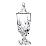 0.8 Gallon Glass Drink Dispenser for Parties 3L Crytal Iced Beverage Dispenser with Spigot Wedding Beverage Server for Party Bar - Retail: $47