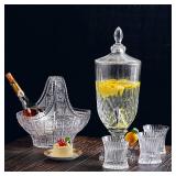 0.8 Gallon Glass Drink Dispenser for Parties 3L Crytal Iced Beverage Dispenser with Spigot Wedding Beverage Server for Party Bar - Retail: $47