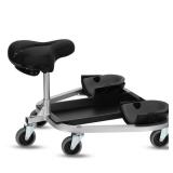 noblequest Kneeling Sitting Creeper with 3\" Casters, 1.2cm Foam-Padded Rolling Knee Pads for all Floor Work, Rust-Proof Aluminum-Coated Frame, Three-Position Adjustable Seat, Supports 400 lbs, Black 