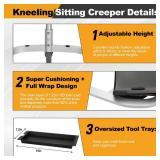 noblequest Kneeling Sitting Creeper with 3\" Casters, 1.2cm Foam-Padded Rolling Knee Pads for all Floor Work, Rust-Proof Aluminum-Coated Frame, Three-Position Adjustable Seat, Supports 400 lbs, Black 