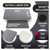 della Premium Stone Bath Mat - Luxurious Quick Drying Diatomite Bathstone for Bathroom Floor - Modern Super Absorbent Diatomaceous Earth Shower Mat, Water Absorbent Bathmat ([Extra-Large] Stripes) - R