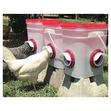 RentACoop 20lb BPA-Free Chicken Feeder with Large Ports - Includes Lid, Anti-Roost Cone, Ports, Rain Hoods - Suitable for Chickens - Corner Placement - Retail: $70