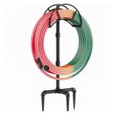 LANDÂ·VOI Hose Holder, Garden Hose Holder Freestanding, Metal Heavy Duty Water Hose Holder Holds 150 Feet Hose, Detachable Hose Storage Hanger for Outside with 3 Spikes, for Lawn Yard, Black GHH01B 