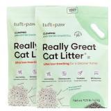 Tuft & Paw Really Great Cat Litter, Low Tracking Tofu Cat Litter, Clumping, Flushable, Odor Control, Dust-Free, Unscented - 9.25lbs x 2Bags - Retail: $58