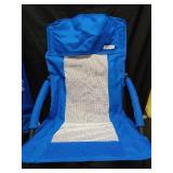 SUNNYFEEL Folding Beach Chair, High Back Beach Chairs for Adults, Lightweight Portable Camp Chair 300lbs Heavy Duty with Carry Bag, Mesh Back, Cup Holder for Outdoor Travel Picnic Concert, Blue - Reta