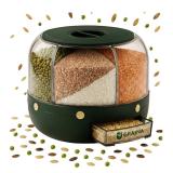 GRAINA Rotating Grain Dispenser with 6 Grids â Airtight Rice Container, Grain Dispenser, Rice dispenser, Dry Food Storage Organizer, Pantry Organizer, Kitchen gadgets, Bulk Food Storage Solution 