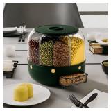 GRAINA Rotating Grain Dispenser with 6 Grids â Airtight Rice Container, Grain Dispenser, Rice dispenser, Dry Food Storage Organizer, Pantry Organizer, Kitchen gadgets, Bulk Food Storage Solution 