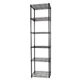 SUNLPH 6-Tier Wire Shelving Adjustable Shelves Unit Metal Storage Rack for Laundry Bathroom Kitchen Pantry Closet Organization (Black, 16.6\" L x 11.4\" W x 64.6\" H) - Retail: $38