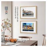 VCK 16x24 Poster Frame 2 Pack - Natural Oak, High-End Wood Picture Frames with Polished Plexiglass, Display 12x18 Photo with Mat or 16x24 without Mat, Art Gallery-Quality, Wall Hanging, Natural Oak - 