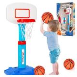 Toddler Basketball Hoop Indoor for Age 1-3, Adjustable Kids Basketball Hoops, Mini Basketball Hoop with 3 Balls for Outdoor Poolside, Birthday Christmas Sport Toys Gift for Baby Boys Girls Age 1 2 3 4