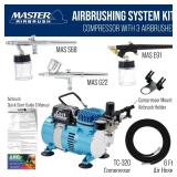 Master Airbrush Cool Runner II Dual Fan Airbrushing System Kit - Air Brush Kit with Air Compressor & 3 Airbrushes, 0.3 mm Gravity & 0.35, 0.8 mm Siphon Feed, Holder & Learning Guide Manual - Retail: $