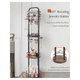Jewelry Holder Organizer, Floor Jewelry Organizer with Earring Organizer Necklace Holder, Rotating Jewelry Stand Necklace Display Earring Storage, Large Hanging Jewelry Tree for Jewlery Bracelet Ring 