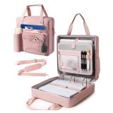 Upgraded 3 Rings Zipper Binder Organizer 3 Inch Zippered Binders with Strap Large Zip Up Portfolio Folder Bag with 9 Pockets Laptop Compartment for Office Travel, Pink - Retail: $46