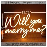 SYLHOME Will You Marry Me ? Led Neon Light Sign Hanging Proposal Wedding Party Wall Sign Decor Engagement Valentines Day for Girlfriend Bridal Shower USB 5V 15.75\"X9.25\" - Retail: $39