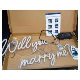 SYLHOME Will You Marry Me ? Led Neon Light Sign Hanging Proposal Wedding Party Wall Sign Decor Engagement Valentines Day for Girlfriend Bridal Shower USB 5V 15.75\"X9.25\" - Retail: $39