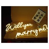 SYLHOME Will You Marry Me ? Led Neon Light Sign Hanging Proposal Wedding Party Wall Sign Decor Engagement Valentines Day for Girlfriend Bridal Shower USB 5V 15.75\"X9.25\" - Retail: $39