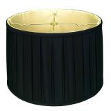 Royal Designs "Shallow Drum English Box Pleat Basic Lamp Shade, Black with Gold, 15\"\" x 16\"\" x 10\"\"\" (BS-748-16BLKGL)