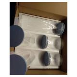 5-Piece Glass Food Storage Cannisters with Colorful Airtight Wood Bamboo Lids; Storage for Beans, Candy, Cereal, Coffee, Cookies, Flour, Nuts, Oats, Pasta, Rice, Spices, Sugar (Baby Blue) - Retail: $5